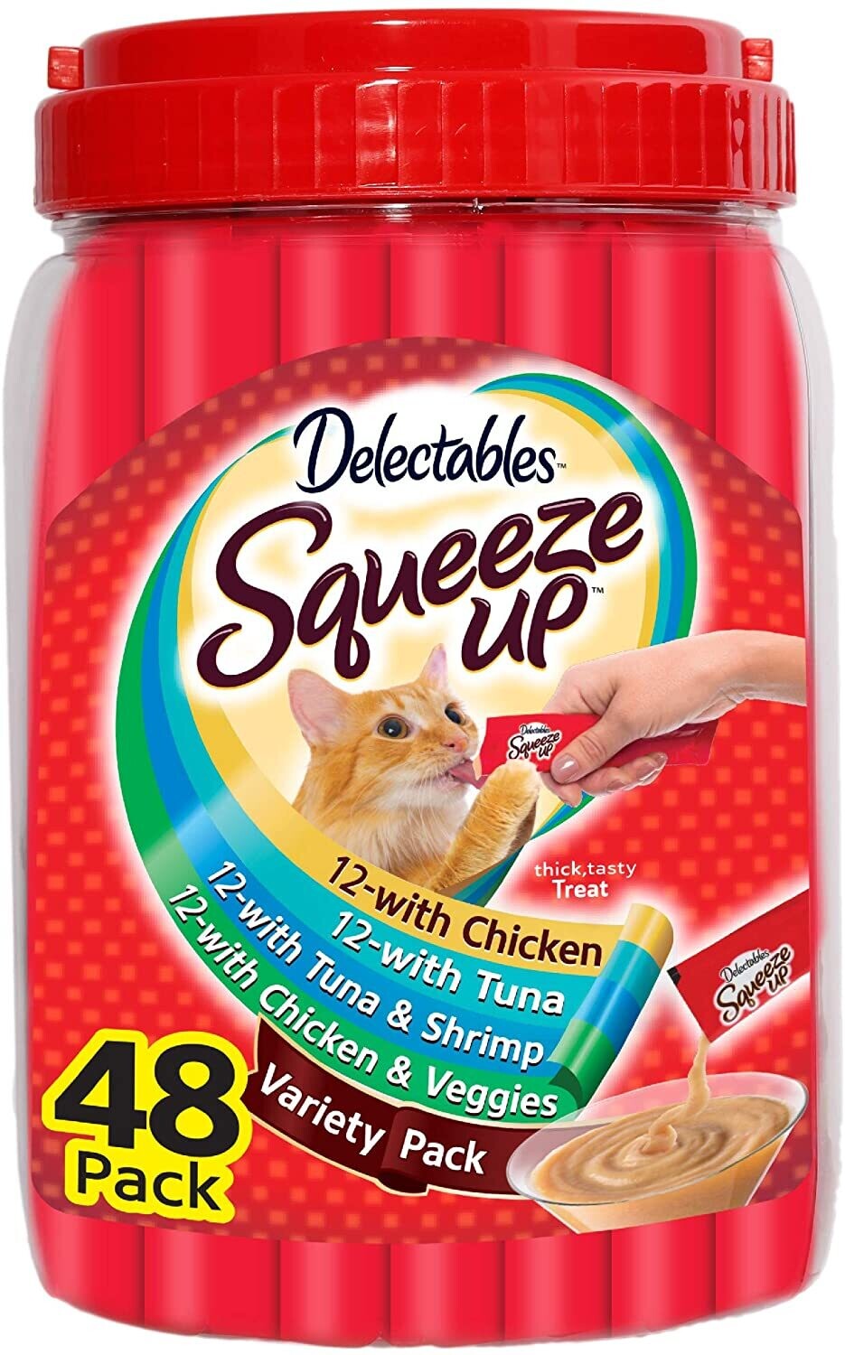 Delectables Hartz Squeeze Up Variety Packs Interactive Lickable Wet Cat Treats, case of 48 Tubes; Size: 48 Count (works out as $9.37 per tube) - Expiry OCT.07.2024