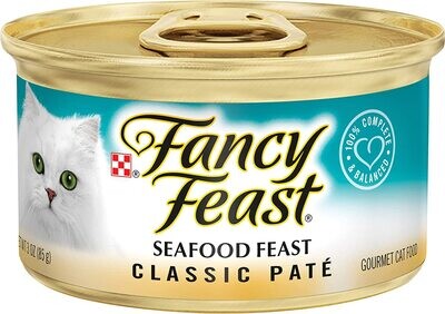 * Purina Fancy Feast Grain Free Pate Wet Cat Food, Classic Pate Seafood Feast - 3 oz. Cans - 3 oz. Can (per can) - SOLD INDIVIDUALLY - Expiry JUNE 2027