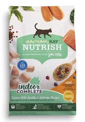 Rachael Ray Nutrish Superfood Blends Dry Cat Food; Style: ​Indoor Complete Premium Natural Dry Cat Food, Chicken with Lentils &amp; Salmon Recipe, 3 Pounds
