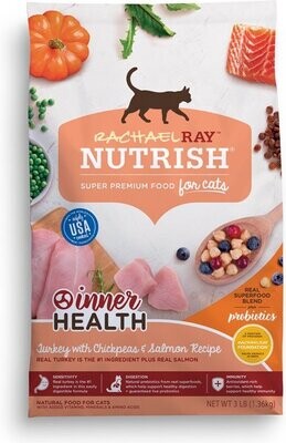 Rachael Ray Nutrish Superfood Blends Dry Cat Food; Style: Inner Health Premium Natural Dry Cat Food, Turkey with Chickpeas &amp; Salmon Recipe, 3 Pounds