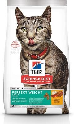 Hill's Science Diet Dry Cat Food, Adult, Perfect Weight for Healthy Weight &amp; Weight Management, Chicken Recipe, 3 lb. Bag