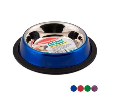 ** 8oz Stainless Steel Anti-Skid Pet/Cat/Kitten Bowl 8oz - Metal Bowl (Purple, Red, Blue, Green)