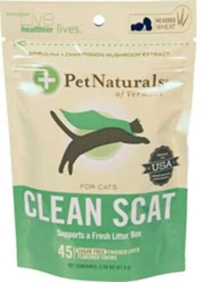 Pet Naturals of Vermont - Clean Scat, Digestive Support and Litter Box Odor Control for Cats, 45 Bite-Sized Chews