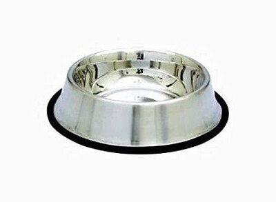 **Stainless Steel Bowl 32 Oz (LARGE) with Anti-Skid Rubber Base for Food or Water Perfect Dish for Dog Puppy Cat and Kitten - LARGE (32oz)