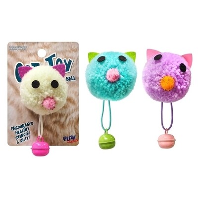 (1) CAT PLUSH TOY WITH BELL (ASSORTED COLOURS) - Teal, Purple, White