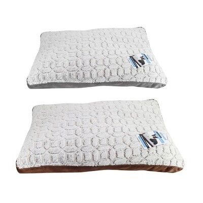PET SUPER PLUSH BED - ASST COLOURS LARGE (Grey/White, Brown/White)