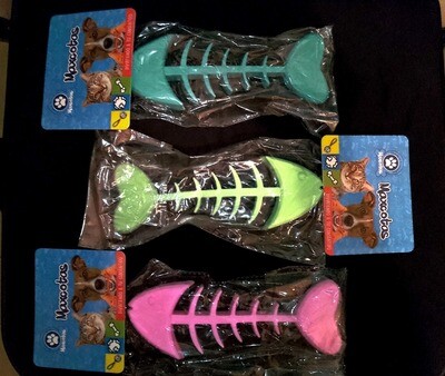 ** MAXCOTAS Cat Toy Fish - RUBBER CHEW TOY - Colours: Teal, Pink, Lime-Green