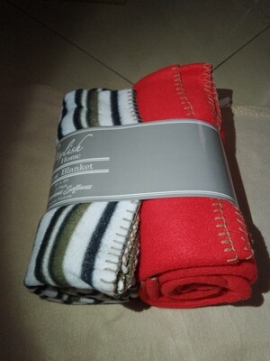 LARGE Fleece Blankets For Cats &amp; Kittens, 50″ x 60″ (2pk); Size: 50″ x 60″ - RED &amp; Stripe (2pk)