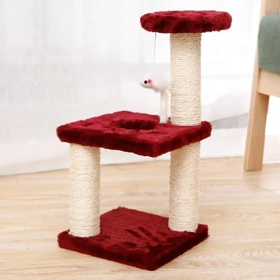 ( 1) MAXCOTAS Scratcher Gym Playhouse/Tree For Cats (20X41CMS​); COLOUR: BURGUNDY Only* - KITTEN SIZED!!! ( BETTER SUITED FOR KITTENS - KITTENS SIZED!!!)
