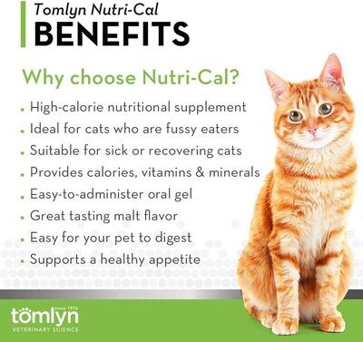 TOMLYN Nutri-Cal for Cats High Calorie Dietary Supplement, 4.25-Ounce Tube Pattern