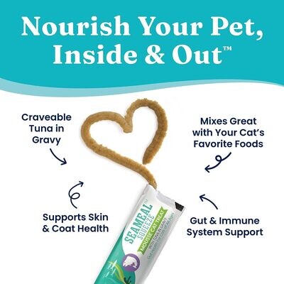 Solid Gold Lickable Cat Treats - SeaMeal Squeeze Squeezable Cat Treats for Indoor Cats Chicken/Tuna Variety Pack-Made with Fiber-rich Seaweed for Digestive Health for Immune Support- 3oz / 6 Count