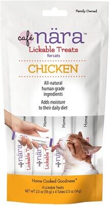 CAFÉ NARA Chicken Flavored Lickable Treats for Cats (Pack of 4-14g Tubes, 56 g/2 oz); Brand: Cafe Nara - Expiry 02.MARCH.2024 (02.03.2024)