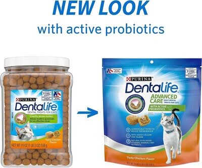 Purina DentaLife Made in USA Facilities Cat Dental Treats, Tasty Chicken Flavor - 19 oz. Pouch (1 POUND 3 OZ.) - MORE THAN 10 TIMES THE SIZE OF A REGULAR BAG!!!