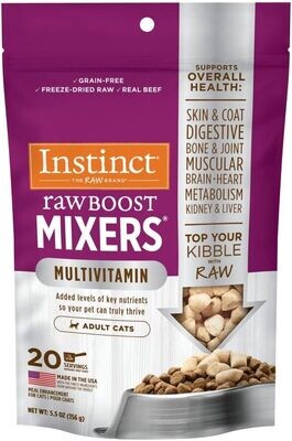 * Instinct Raw Boost Mixers Freeze Dried Raw Cat Food Topper, Grain Free Cat Food Topper with Functional Ingredients MULTIVITAMIN 5.5 oz.