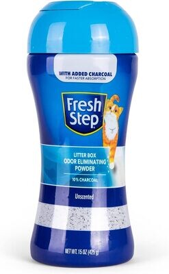 *Fresh Step Cat Litter Box Odor Eliminating Powder with Charcoal, Unscented Cat Odor Eliminator for Home, Odor Absorber Cat Litter &amp; Housebreaking Supplies, 15 Ounce