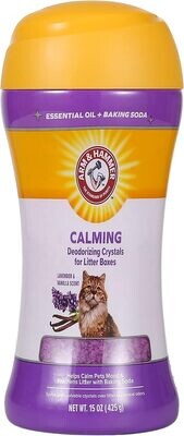 Arm &amp; Hammer Deodorizing Cat Litter Crystals for Litter Boxes | Calming Odor Neutralizing Cat Litter Odor Eliminator in Lavender &amp; Vanilla Scent | Litter Box Odor Eliminator, 15 Oz