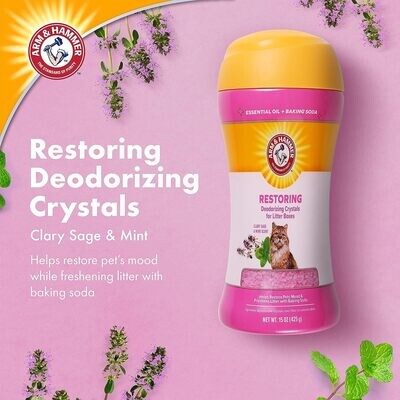 *Arm &amp; Hammer Deodorizing Cat Litter Crystals for Litter Boxes | Restoring Odor Neutralizing Eliminator in Clary Sage &amp; Mint Scent | Box Odor Eliminator, 15 Oz
