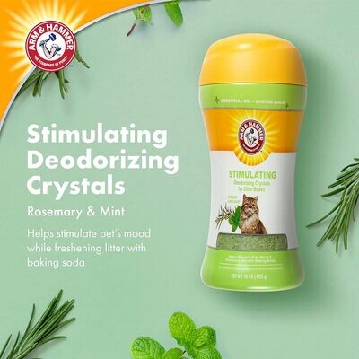 Arm &amp; Hammer Deodorizing Cat Litter Crystals for Litter Boxes | Stimulating Odor Neutralizing Cat Litter Odor Eliminator in Rosemary &amp; Mint Scent | Litter Box Odor Eliminator, 15 Oz