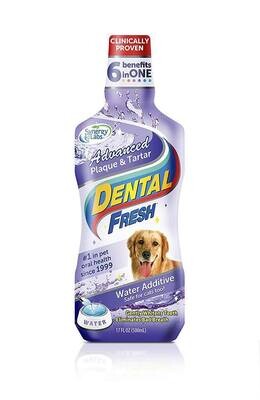 Dental Fresh Water Additive - Advanced Plaque and Tartar Formula for Dogs &amp; Cats - Clinically Proven, Add to Pet's Water Bowl to Whiten Teeth, Eliminate Bad Breath; Size: 17 fl.oz.