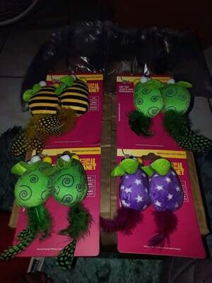 (2) Pk Animal Planet Toy Mice w/Feathers; Size: 2 Mice
