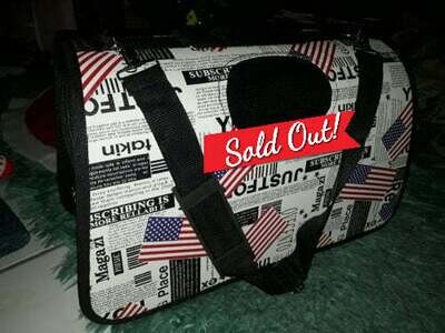 ​Soft Cat Carrier; Medium Dome Newsprint​ Vinyl &amp; Fabric Carrier; Size: M - NEWSPRINT Pattern