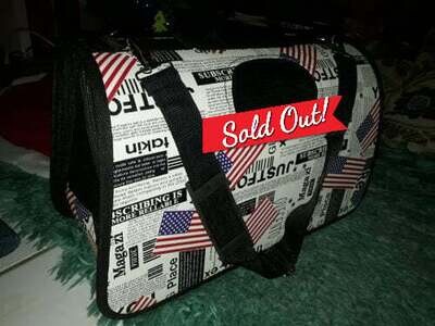 ​Soft Cat Carrier; Medium Dome Newsprint​ Vinyl &amp; Fabric Carrier; Size: M - NEWSPRINT Pattern