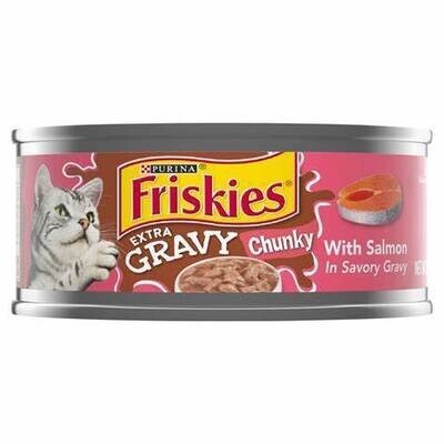 *SALMON - Friskies EXTRA GRAVY CHUNKY - Friskies EXTRA GRAVY CHUNKY With Salmon In Savory Gravy Wet Cat Food 5.5oz - 24 CANS ($14.29 per can)