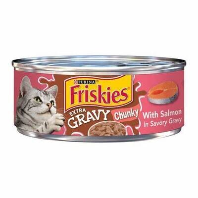 *SALMON - Friskies EXTRA GRAVY CHUNKY - Friskies EXTRA GRAVY CHUNKY With Salmon In Savory Gravy Wet Cat Food 5.5oz - 24 CANS ($14.29 per can)