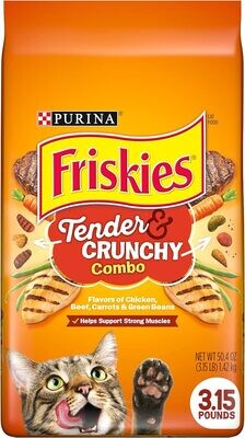 Purina Friskies Dry Cat Food, Tender &amp; Crunchy Combo - 3.15 lb. Bags