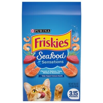 Purina Friskies Dry Cat Food, Seafood Sensations - 3.15 lb. Bags