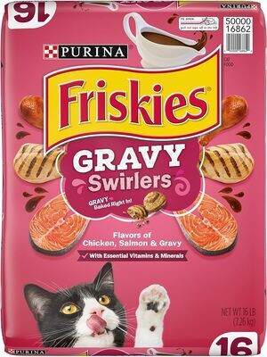 Purina Friskies Dry Cat Food, Gravy Swirlers - 16 lb. Bag