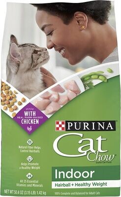 Purina Cat Chow Indoor Dry Cat Food, Hairball + Healthy Weight - 3.15 lb. Bag
