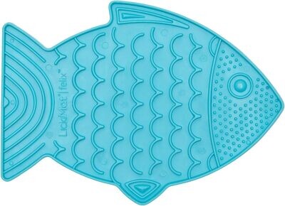 **LickiMat Felix, Fish-Shaped Cat Slow Feeders Lick Mat, Boredom Anxiety Reducer; Perfect for Food, Treats, Yogurt, or Peanut Butter. Fun Alternative to a Slow Feed Cat Bowl or Dish, Turquoise