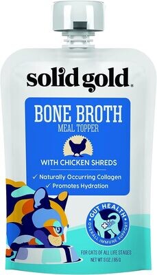 *Solid Gold Bone Broth Cat Food Topper - Lickable Wet Cat Food with Protein Shreds for Hydration-Easy to Serve Wet Cat Food Gravy Bone Broth for Cats - Healthy Cat Snacks Treats - Chicken -12 Pack *Solid Gold Bone Broth Cat Food Topper - Lickable Wet Cat Food with Protein Shreds for Hydration-Easy to Serve Wet Cat Food Gravy Bone Broth for Cats - Healthy Cat Snacks Treats - Chicken -12 Pack