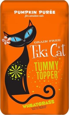* Tiki Cat Functions Meal Topper, Pumpkin Puree Recipe, with WHEATGRASS for Easy Digestion, for Adult Cats, 1.5 oz. Pouch (Pack of 12) (works out as $21.66 per pouch)