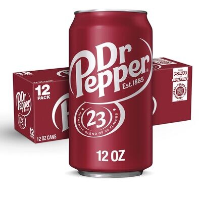 Dr Pepper Soda, 12fl oz cans, 12 CANS - (works out as $10 per can - NOT sold individually) - Exp 22.July.2024