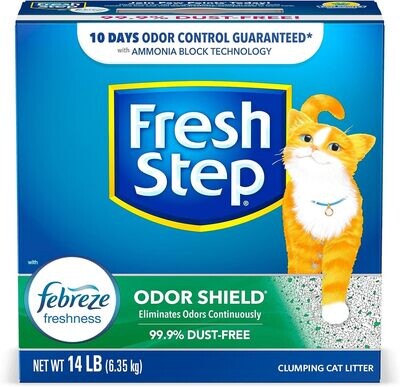 Fresh Step Clumping Cat Litter, Odor Shield With Febreze, 14 lbs
