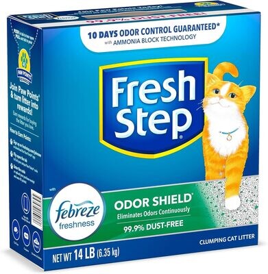 Fresh Step Clumping Cat Litter, Odor Shield With Febreze, 14 lbs