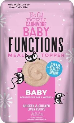 Tiki Cat Born Carnivore BABY FUNCTIONAL Topper Mousse, Chicken &amp; Chicken Liver Recipe, 1.5 oz. Pouch, (Pack of 12)