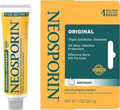 Neosporin Original First Aid Antibiotic Ointment with Bacitracin Zinc For Infection Protection, Wound Care Treatment &amp; Scar Appearance Minimizer for Minor Cuts, Scrapes and Burns,1 oz