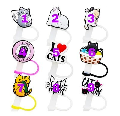 ( 1) 1 PC - Straw Covers CATS Drinking Straw Covers Caps, Kitten Reusable Portable Drinking Straw Tips Lids, Straw Toppers for Tumblers, Dust Proof Plugs Protector  - 1PC SOLD INDIVIDUALLY (EACH)