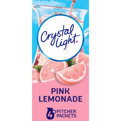 (1) Crystal Light Sugar-Free Pink Lemonade Naturally Flavored Powdered Drink Mix 4 Count PITCHER PACKETS - ($13.75 per pitcher pk) - (EACH Pitcher Pk = 2-Quarts OR (4)-16 floz. Servings)-20 SERVINGS (1) Crystal Light Sugar-Free Pink Lemonade Naturally Flavored Powdered Drink Mix 4 Count PITCHER PACKETS - ($13.75 per pitcher pk) - (EACH Pitcher Pk = 2-Quarts OR (4)-16 floz. Servings)-20 SERVINGS