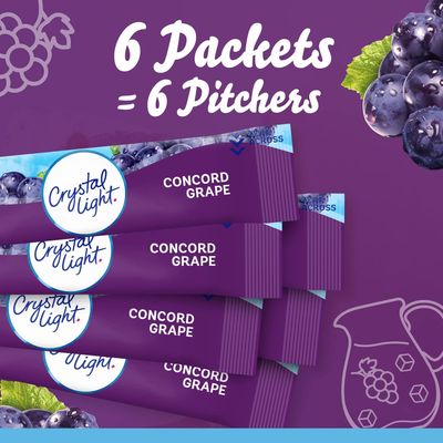 (1) Crystal Light Sugar-Free Concord Grape Low Calories Powdered Drink Mix 1 COUNT Pitcher Packet SOLD SINGLE - ONE PACKET $11 - (EACH Pitcher Pk = 2-Quarts OR (6)-16 floz Servings) - SOLD SINGLE (1) Crystal Light Sugar-Free Concord Grape Low Calories Powdered Drink Mix 1 COUNT Pitcher Packet SOLD SINGLE - ONE PACKET $11 - (EACH Pitcher Pk = 2-Quarts OR (6)-16 floz Servings) - SOLD SINGLE