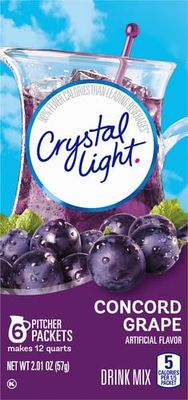 Crystal Light Sugar-Free Concord Grape Low Calories Powdered Drink Mix 6 Count Pitcher Packets (works out as $9.83 per pitcher pk) - (EACH Pitcher Pk = 2-Quarts OR (6)-16 floz Servings)-30 SERVING