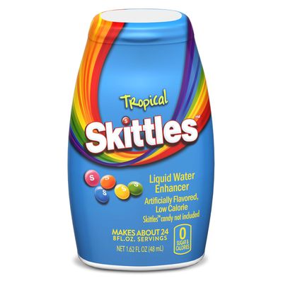 Skittles Singles To Go Liquid Water Enhancer, 1.62 Fl. Oz (1-Pack), Low Calorie, Zero Sugar Drink Enhancer (1, Tropical) - Makes About 24 SERVNGS (24) 8 FL. OZ. Servings Skittles Singles To Go Liquid Water Enhancer, 1.62 Fl. Oz (1-Pack), Low Calorie, Zero Sugar Drink Enhancer (1, Tropical) - Makes About 24 SERVNGS (24) 8 FL. OZ. Servings