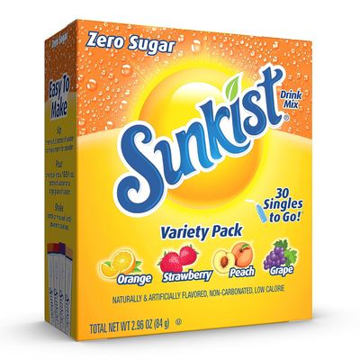 (30) Sunkist Soda Variety Pack, Singles To Go Orange, Strawberry, Grape and Peach (30 Total Sticks) - Expiry JULY 2026