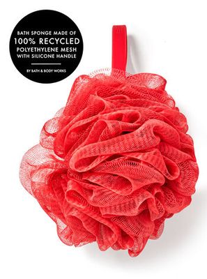 * * * Bath And Body Works * * Coral Loofah Bath Sponge Pouf w/silicone handle