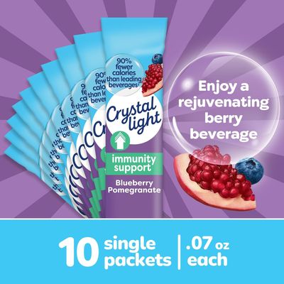 (1) Crystal Light PURE IMMUNITY Blueberry Pomegranate Drink Mix, 10 ct On-the-Go Packets (works out as $4.90 per TO-GO tube)​ - 10 SERVINGS