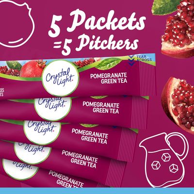 (1) Crystal Light Sugar-Free Pomegranate Green Tea Naturally Flavored Powdered Drink Mix 1 COUNT Pitcher Packet ($13) SOLD SINGLE - (EACH Pitcher Pk=2-Quarts OR (5)-16 floz. Servings) - SOLD SINGLE PK (1) Crystal Light Sugar-Free Pomegranate Green Tea Naturally Flavored Powdered Drink Mix 1 COUNT Pitcher Packet ($13) SOLD SINGLE - (EACH Pitcher Pk=2-Quarts OR (5)-16 floz. Servings) - SOLD SINGLE PK