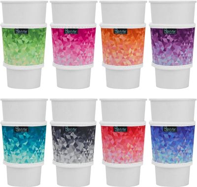 (((1))) Beautyflier Anti-Slip Neoprene 2.5mm Thick Collapsible Heat Resistant Coffee CUP Insulated SLEEVE for Coffee/Tea/Cold Drinks (Geometric gradient),20 ounces - SOLD INDIVIDUALLY
